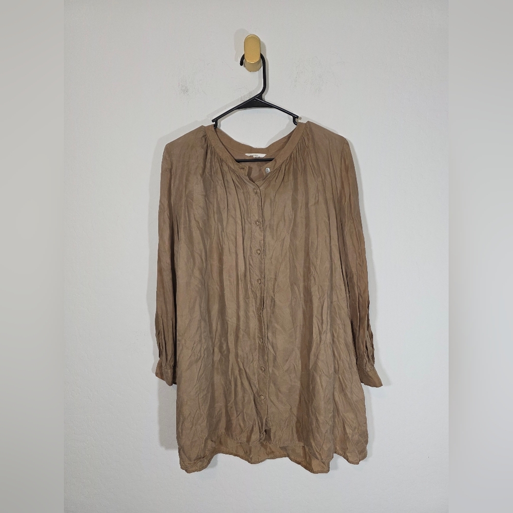 NAP Loungewear Button Up Sleep Shirt Silky Like Fabric Small